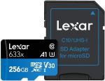 Memory-card LEXAR 633x 256GB microSDXC UHS-I classe 10 [ Scrittura 60MB/s e lettura 95MB/s ]