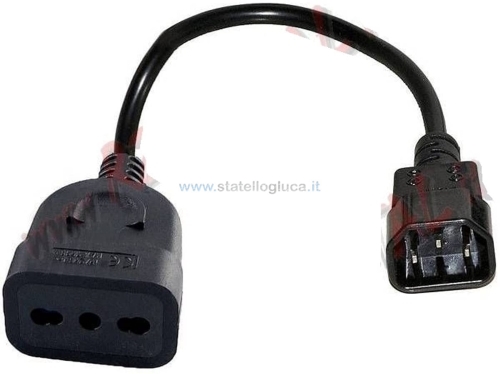 Adattatore LINK per UPS da PRESA TRIPOLARE ITALIANA FEMMINA a IEC C14 MASCHIO lunghezza 0.2MT