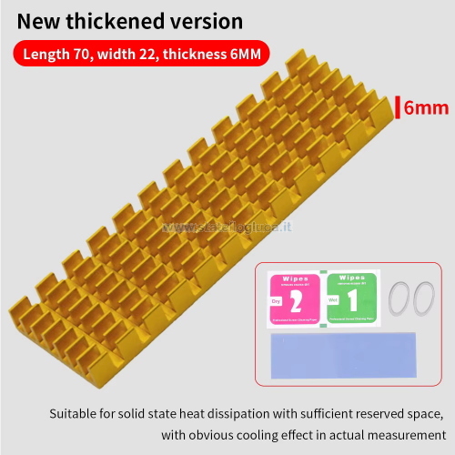 Dissipatore per SSD M.2 tipo NVME/SATA 2280